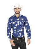 Camisa Casual Manga L El Señor De Los Cielos Wh7-006 97% Poliéster 3% Elastano Marino/Azul 43774