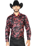 Negro Rojo Casual Manga Larga Camisa 43804