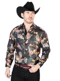 Negro/multicolor Casual Manga Larga Camisa 43813