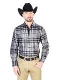 Camisa Casual L/ Manga El Señor De Los Cielos Wh7-086 100% Poliester Gris 43814