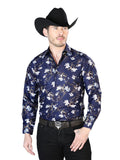 Azul Marino Azul Casual Manga Larga Camisa 43822
