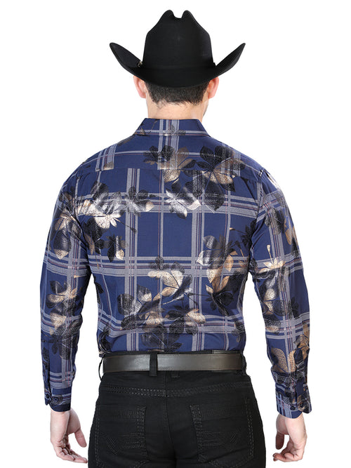 Azul Marino Azul Manga Larga Vaquero Vaquero Camisa 43837