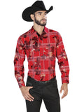 Rojo Casual Manga Larga Camisa 43844