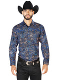 Azul Marino Azul Casual Manga Larga Camisa 43860