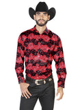 Camisa Casual Manga L El Señor De Los Cielos Wh7-047 97% Poliester 3% Elastano Rojo 43874