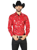 Camisa Casual Manga L El Señor De Los Cielos Wh7-208 97% Poliéster 3% Elastano Vino 43877