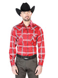 Rojo con Stripes Casual Manga Larga Camisa 43928