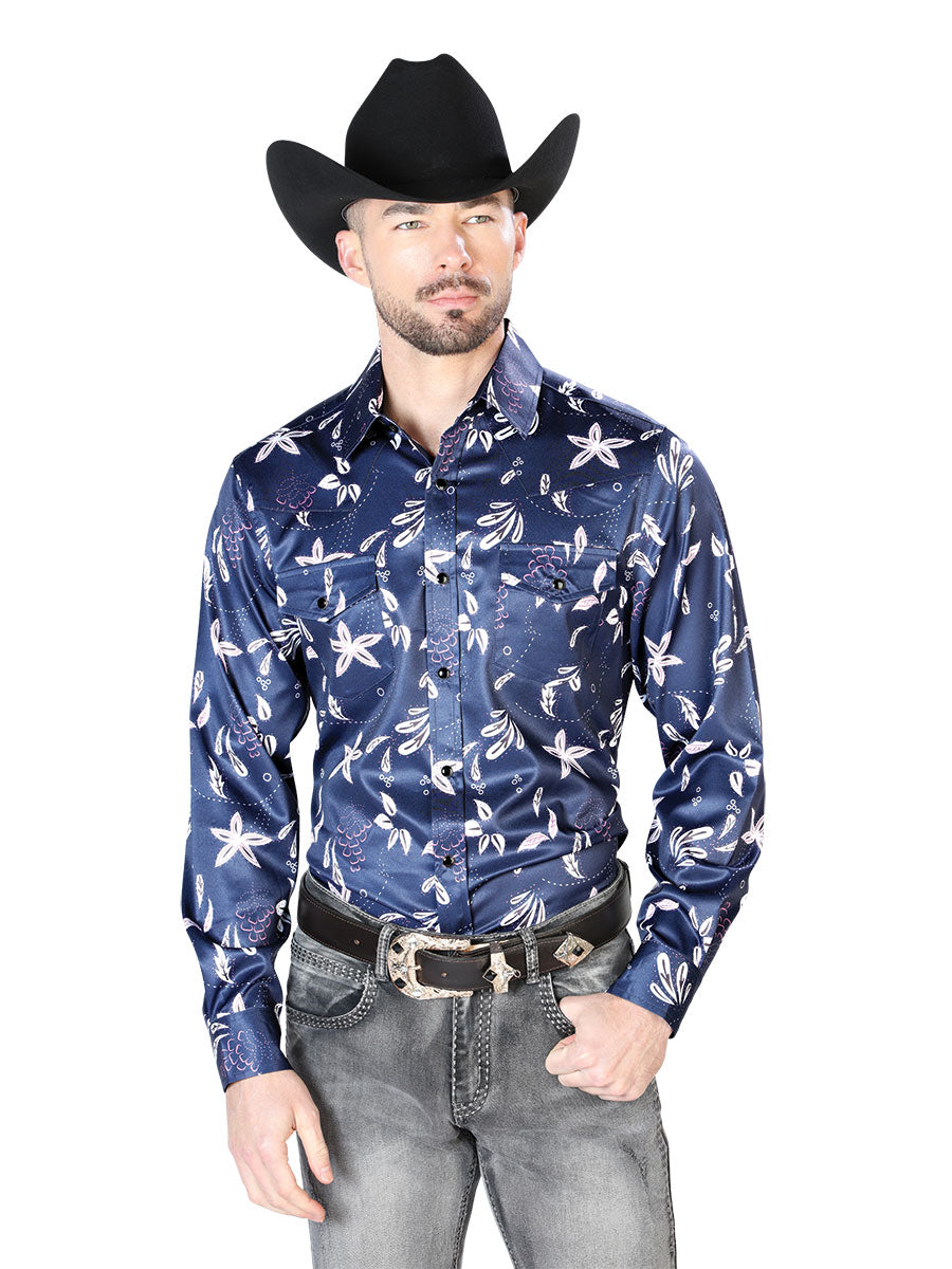 Azul Casual Manga Larga Camisa 43932