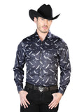 Negro Casual Manga Larga Camisa 43934