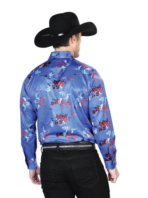 Azul Casual Manga Larga Camisa 43942
