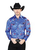 Azul Casual Manga Larga Camisa 43942