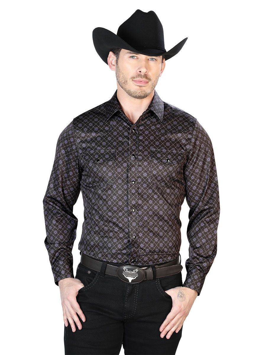 Camisa Casual Manga Larga El Señor De Los Cielos 35 97%Poliéster 3%Lycra Marrón 43950