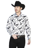 Blanco y Negro Casual Manga Larga Camisa 43952