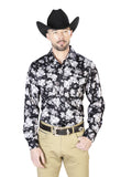 Negro Flor Estampado Casual Manga Larga Camisa 43960