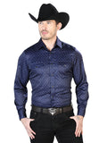 Camisa Casual Manga Larga El Señor De Los Cielos 50 97%Poliéster 3%Lycra Azul Marino/Blanco Estampado  43965