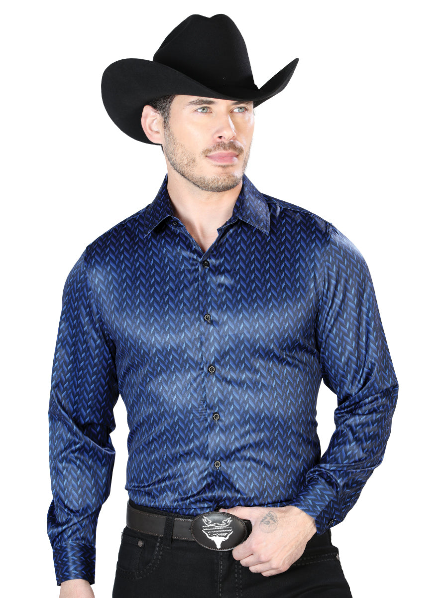 Azul Casual Manga Larga Camisa 43967