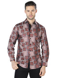 Burgandy Casual Manga Larga Camisa 44006