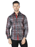 Camisa Casual L/ Manga El Señor De Los Cielos Wh10-026 100% Poliester Negro/Blanco 44028