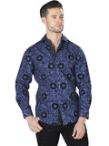 Camisa Casual Manga Larga El Señor De Los Cielos Wh10-055 97% Poliéster 3% Elastano Azul/Negro 44057