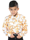 Camisa Casual L/ Manga El Señor De Los Cielos 1 97%Poliéster 3%Lycra Blanco Roto/Dorado 44061