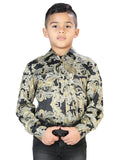 Camisa Casual L/ Manga El Señor De Los Cielos 11 97%Poliéster 3%Lycra Burdeos/Oro 44073