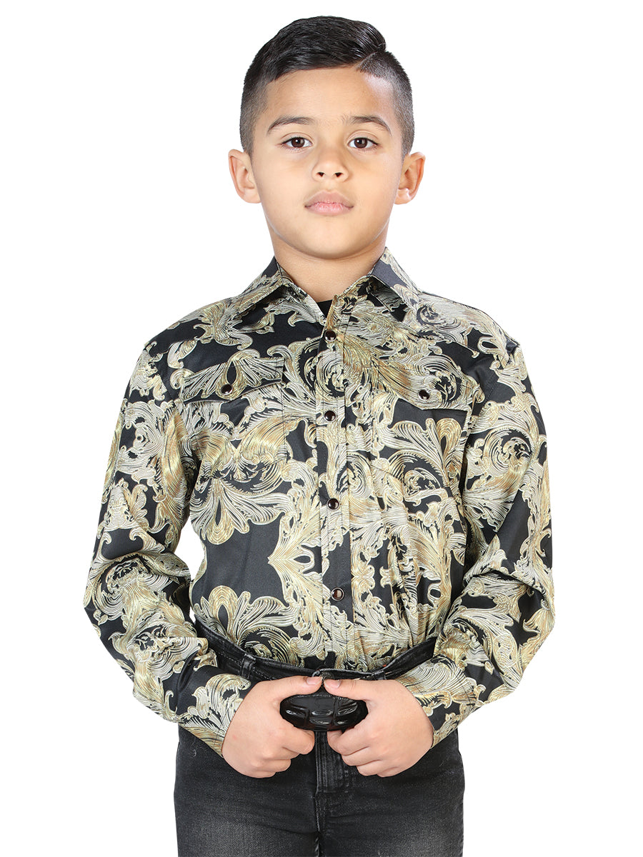 Camisa Casual L/ Manga El Señor De Los Cielos 11 97%Poliéster 3%Lycra Burdeos/Oro 44073