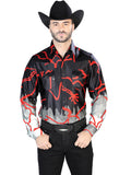 Negro Rojo Casual Manga Larga Camisa 44074
