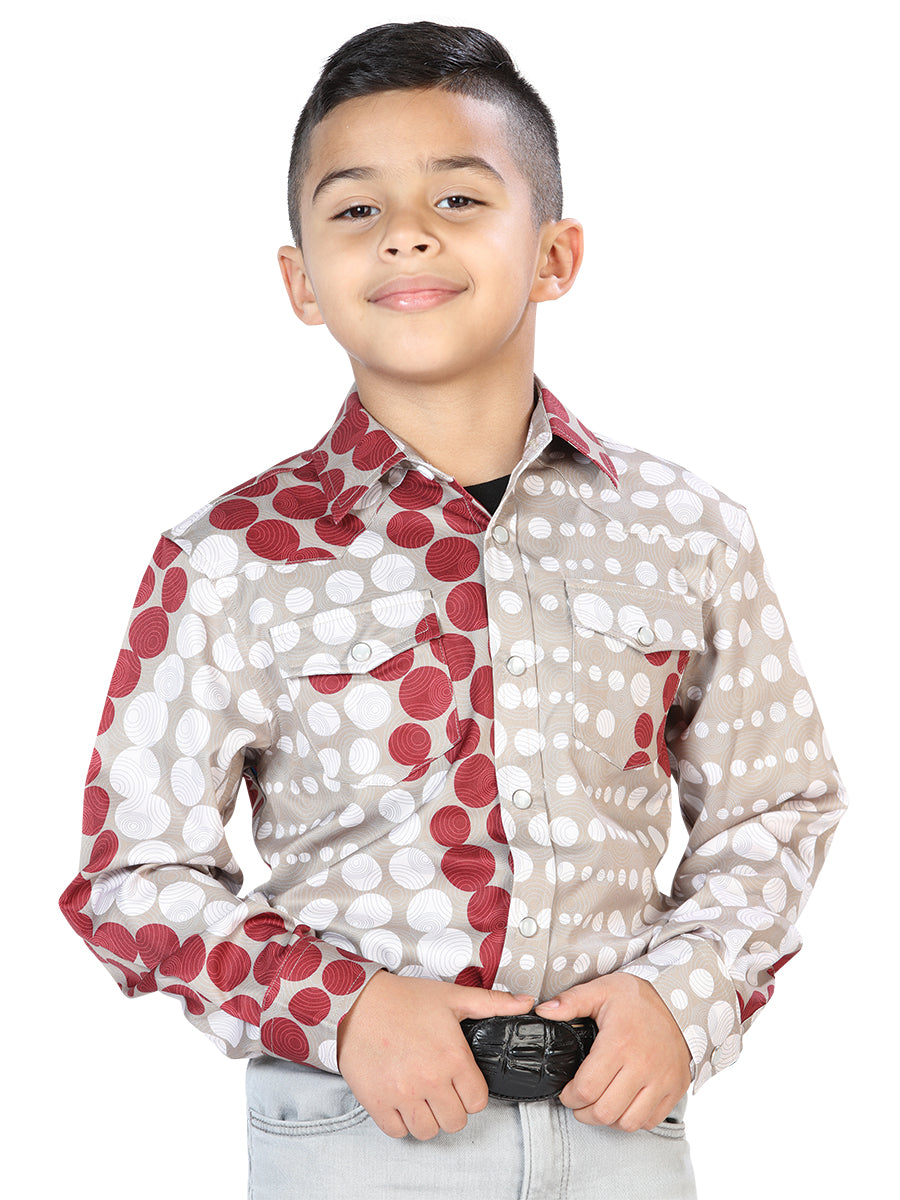 Camisa Casual L/ Manga El Señor De Los Cielos 12 97%Poliéster 3%Lycra Negro/Rojo 44075