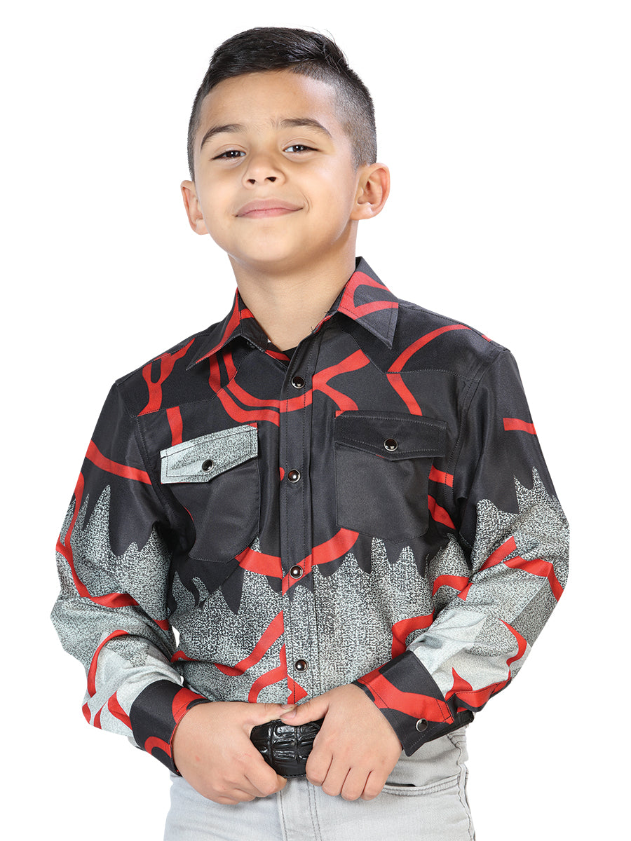 Camisa Casual L/ Manga El Señor De Los Cielos 13 97%Poliéster 3%Lycra Burdeos/Negro 44077