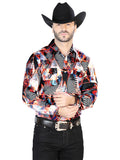 Borgoña/blanco Casual Manga Larga Camisa 44084