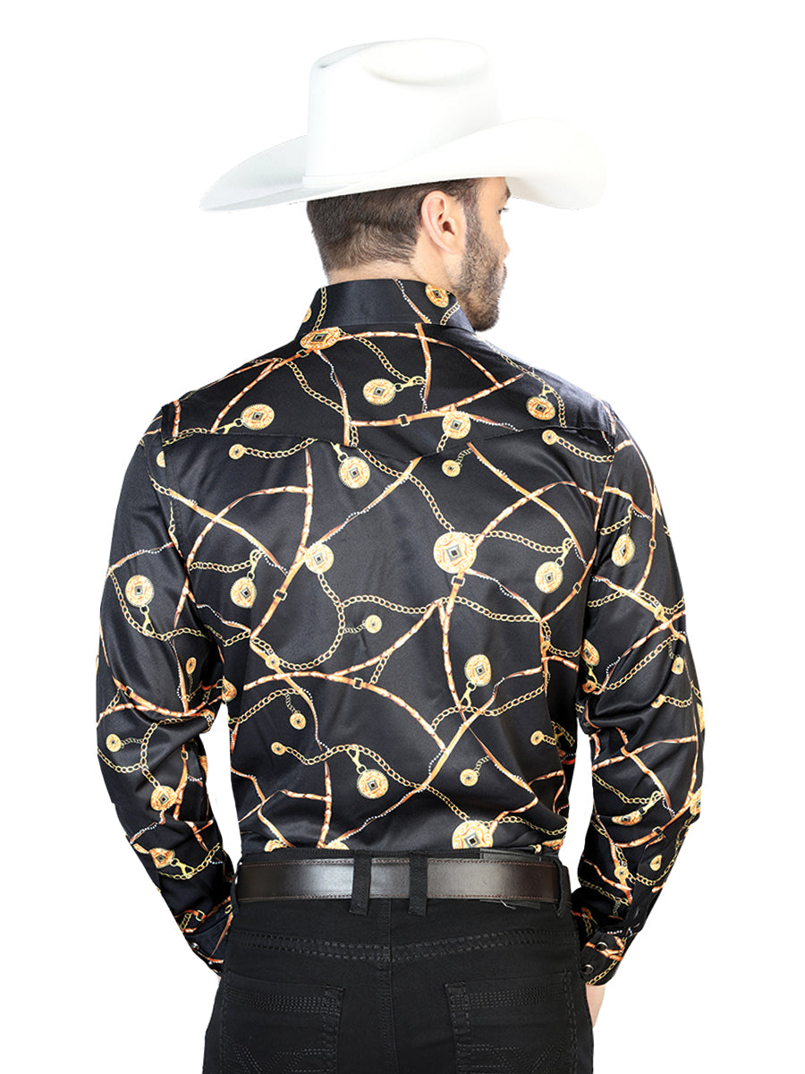 Negro Casual Manga Larga Camisa 44087