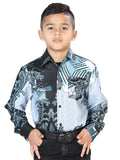 Camisa Casual L/ Manga El Señor De Los Cielos 27 97%Poliéster 3%Lycra Negro/Gris 44096