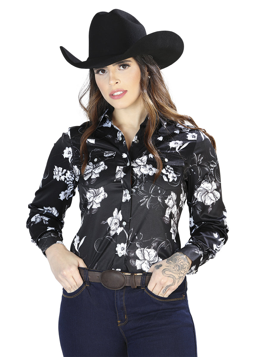 Camisa Casual L/ Manga El Señor De Los Cielos 34 97%Poliéster 3%Lycra Negro/Blanco Estampado 44110