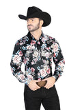 Negro/estampado Roses Casual Manga Larga Camisa 44111