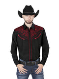 el Señor de los Cielos Bordado Camisa Negro/rojo 44187
