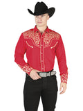 el General Bordado Vaquero Camisa Rojo/dorado 44197