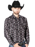 Negro Manga Larga Vaquero Camisa 44205