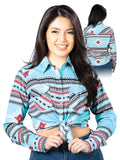 Dama Café Manga Larga Vaquero Camisa 44206