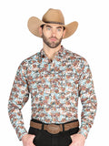 el General - Casual Manga Larga Camisa - Café/azul 44330