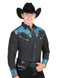 el Señor de los Cielos Bordado Camisa Negro/azul 44337