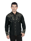 el Señor de los Cielos Bordado Camisa Negro/dorado 44338