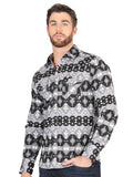 Casual Long - Sleeve Camisa del General - Negro 44397