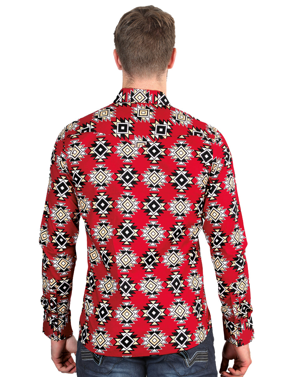 Casual Long - Sleeve Camisa del General Rojo 44404