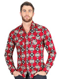 Casual Long - Sleeve Camisa del General Rojo 44404