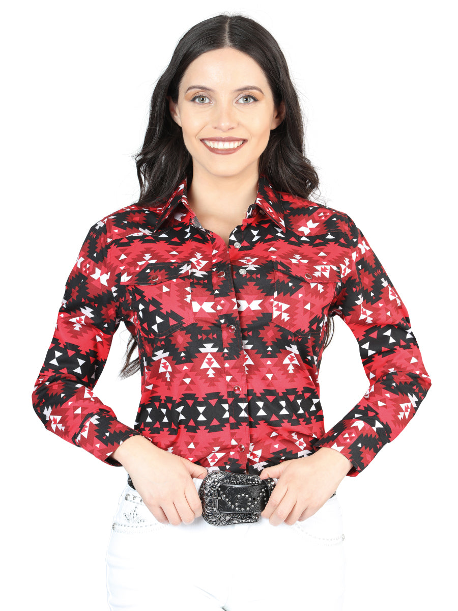 Casual Long - Sleeve Camisa del General Rojo 44408