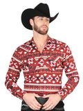 Casual Long - Sleeve Camisa del General - Rojo 44418