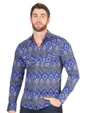 Casual Long - Sleeve Camisa del General Azul 44429