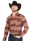 Casual Long - Sleeve Camisa del General Borgoña 44430