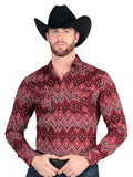 Casual Long - Sleeve Camisa del General Borgoña 44431
