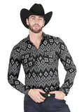 Casual Long - Sleeve Camisa del General Negro 44432